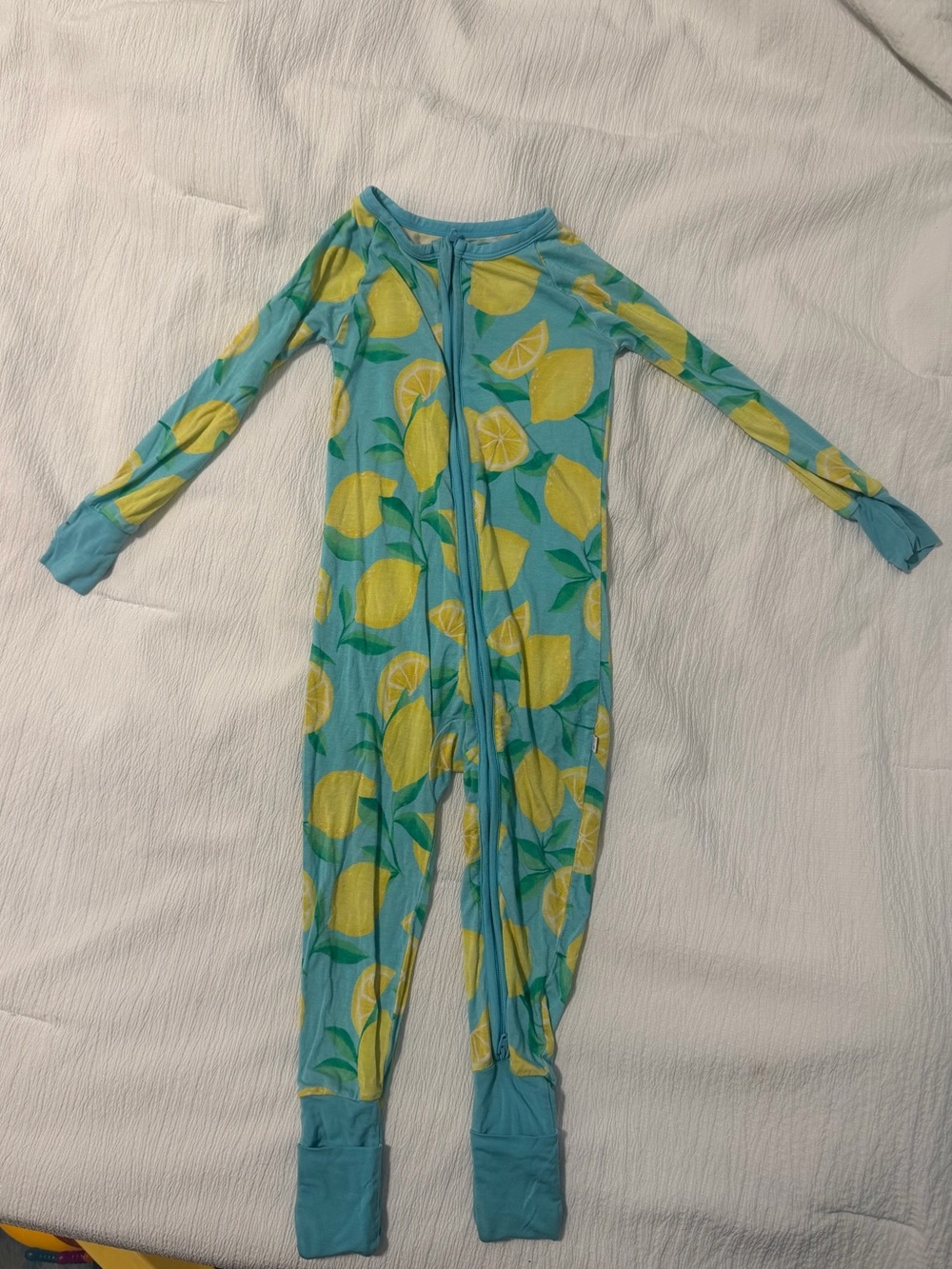Little Sleepies Aqua Lemon Print Footed One-Piece